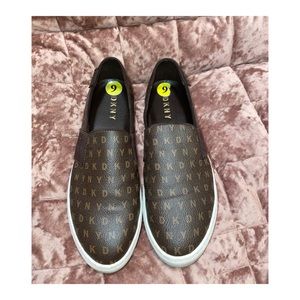 DKNY Brown Print Slip-On Sneakers